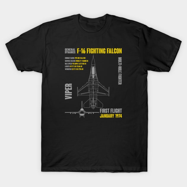 F-16 Fighting Falcon T-Shirt by Mandra